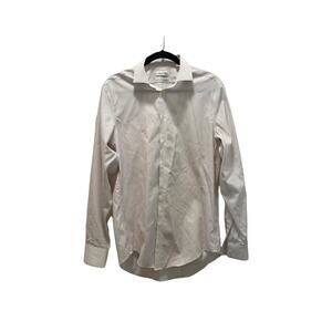CALVIN KLEIN Dress Shirt Button Up Men Size 15.5 34/35 White Red Cotton‎ (297)